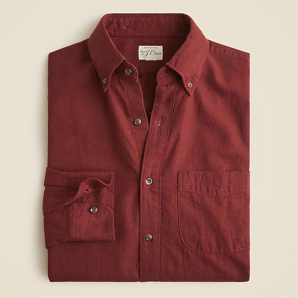 J. CREW brand new brick red brushed twill button down shirt